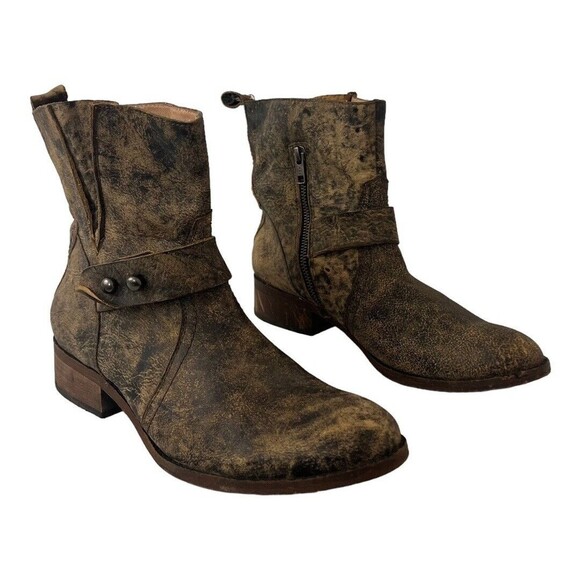 Spirit by Lucchese Size 9 Leather Olivia Short Ankle Boots Zip Moto Western - Picture 1 of 8